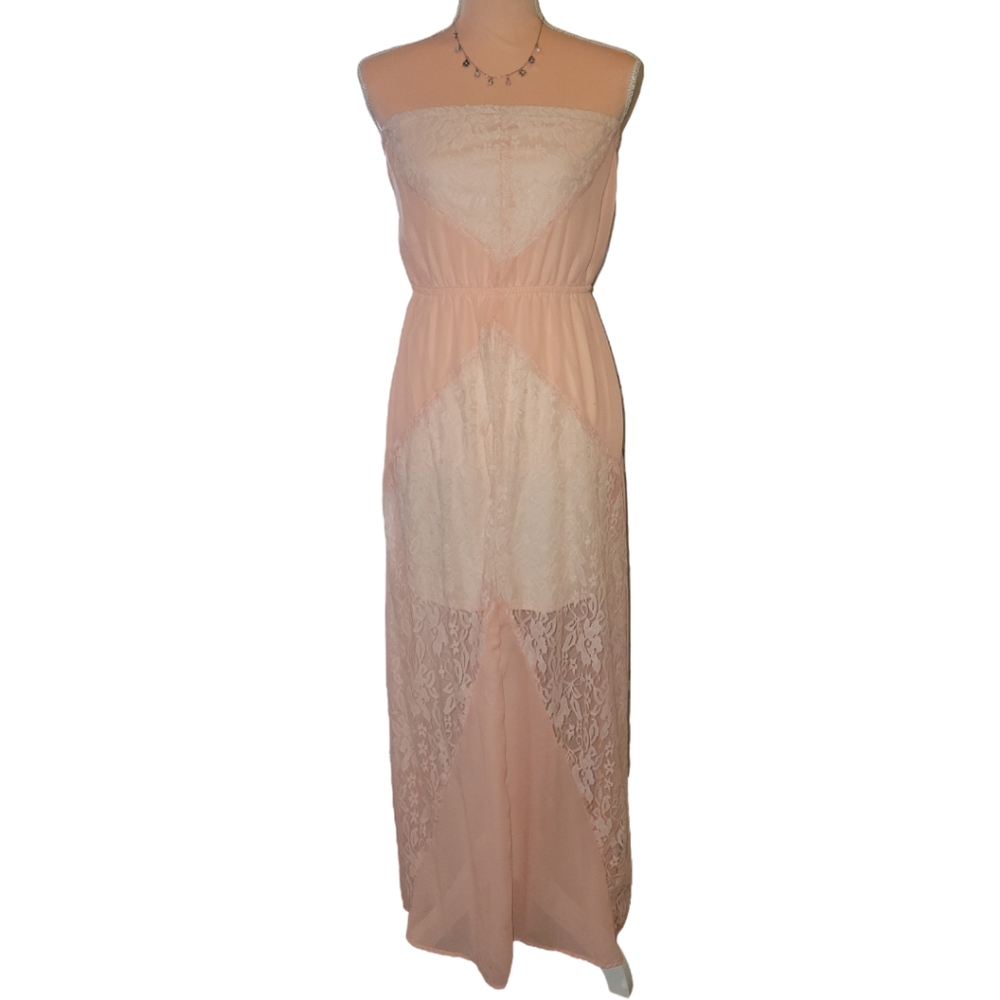 L8ter Strapless Maxi Blush Pink Dress Size Medium